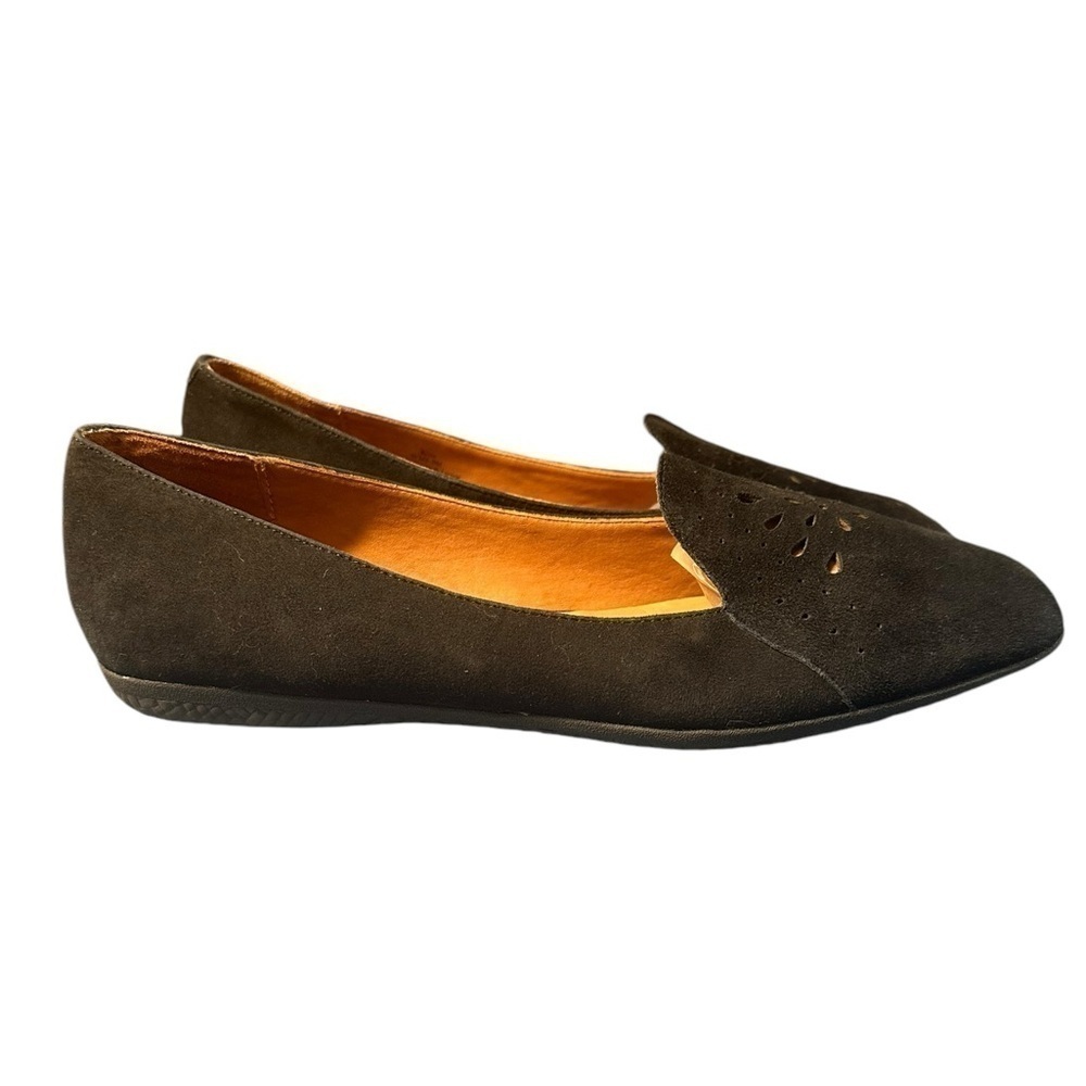 Gentle souls Black Suede Leather Slip-on Moccasin Flats Rubber Sole - Picture 3 of 11